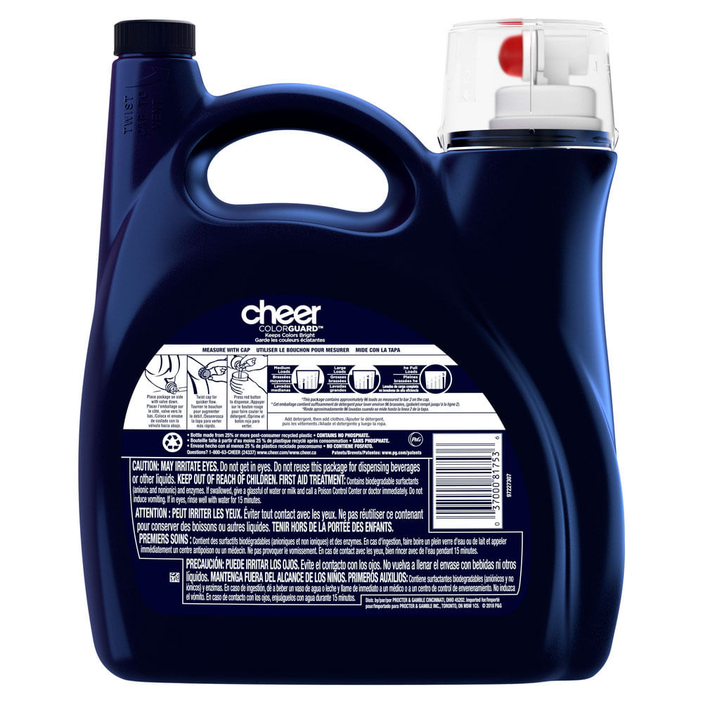 Detergente Liquido Concentrado Cheer 4,43Lt 96 Lavadas Pb0027356 Cheer