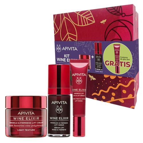 Apivita Kit Wine Elixir Gel Crema + Suero Gratis Contorno De Ojos