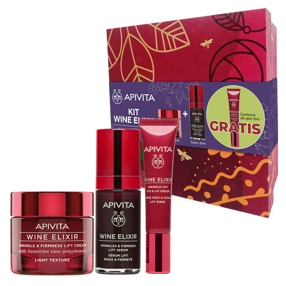 Apivita Kit Wine Elixir Gel Crema + Suero Gratis Contorno De Ojos