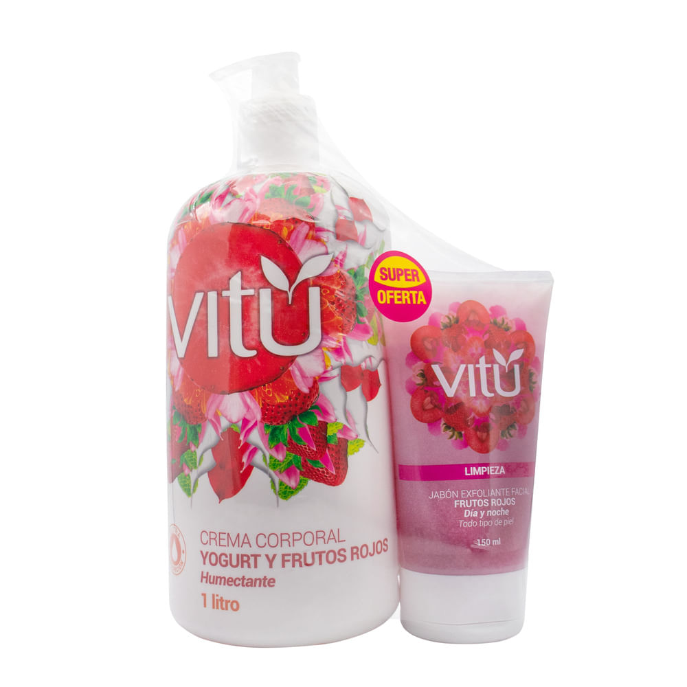 Promoción Vitú Loción Corporal Litro Frutos Rojos + Exfoliante Facial X2 uds.